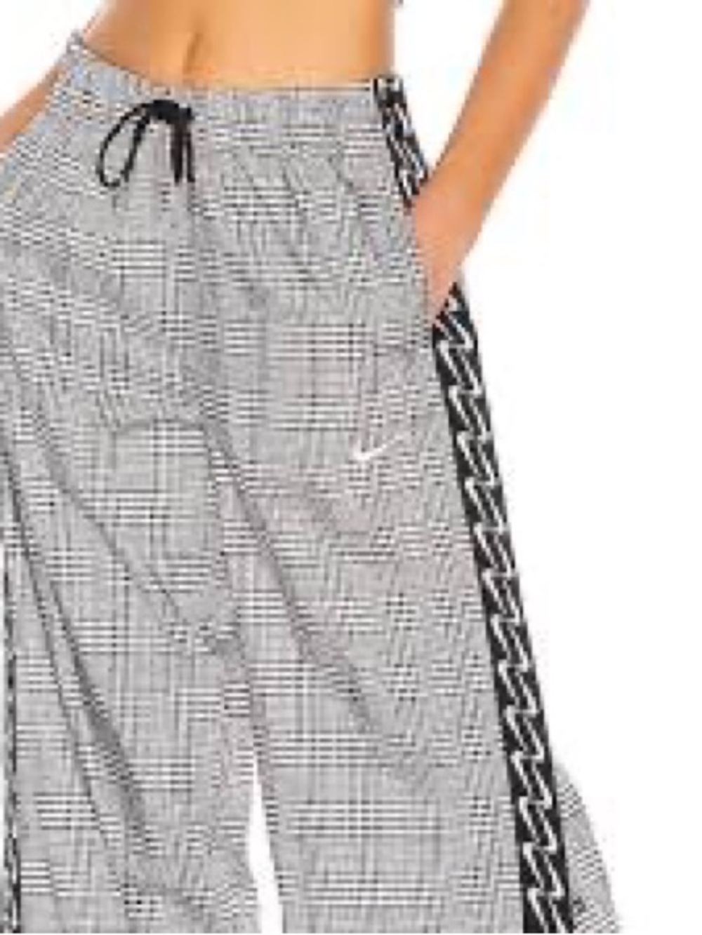 NWT Nike Black and White Plaid Wide-Leg Tearaway Sportswear Pants
